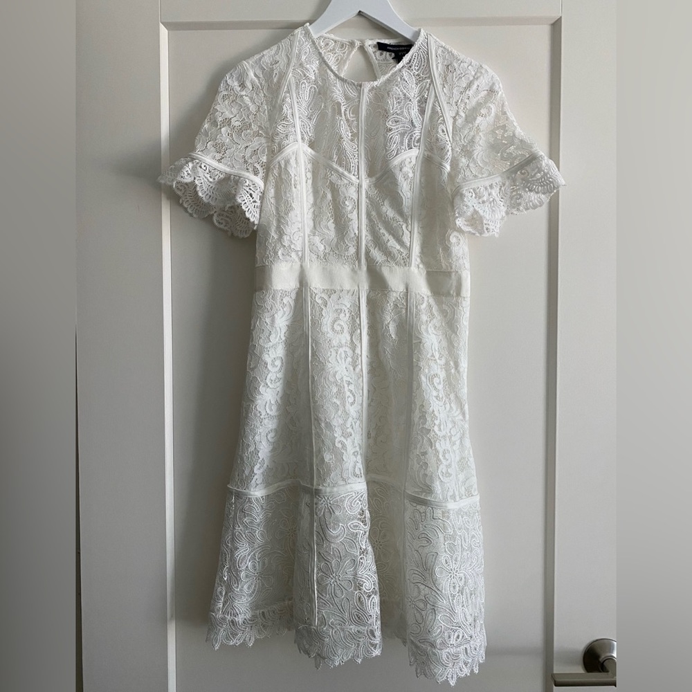 French Connection Cabrera lace mix white dress - Picture 6 of 7